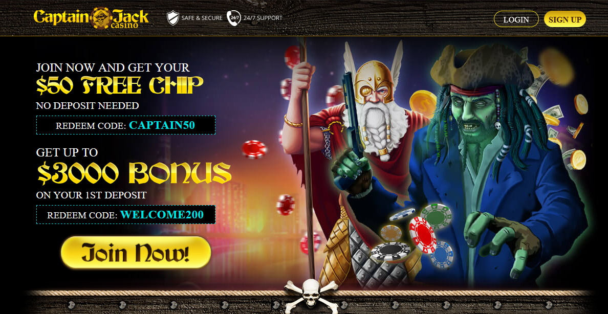 Captain Jack | 200% Slots Bonus | 50$ Free Chips Captain Jack | 200% Slots Bonus | 50$ Free Chips