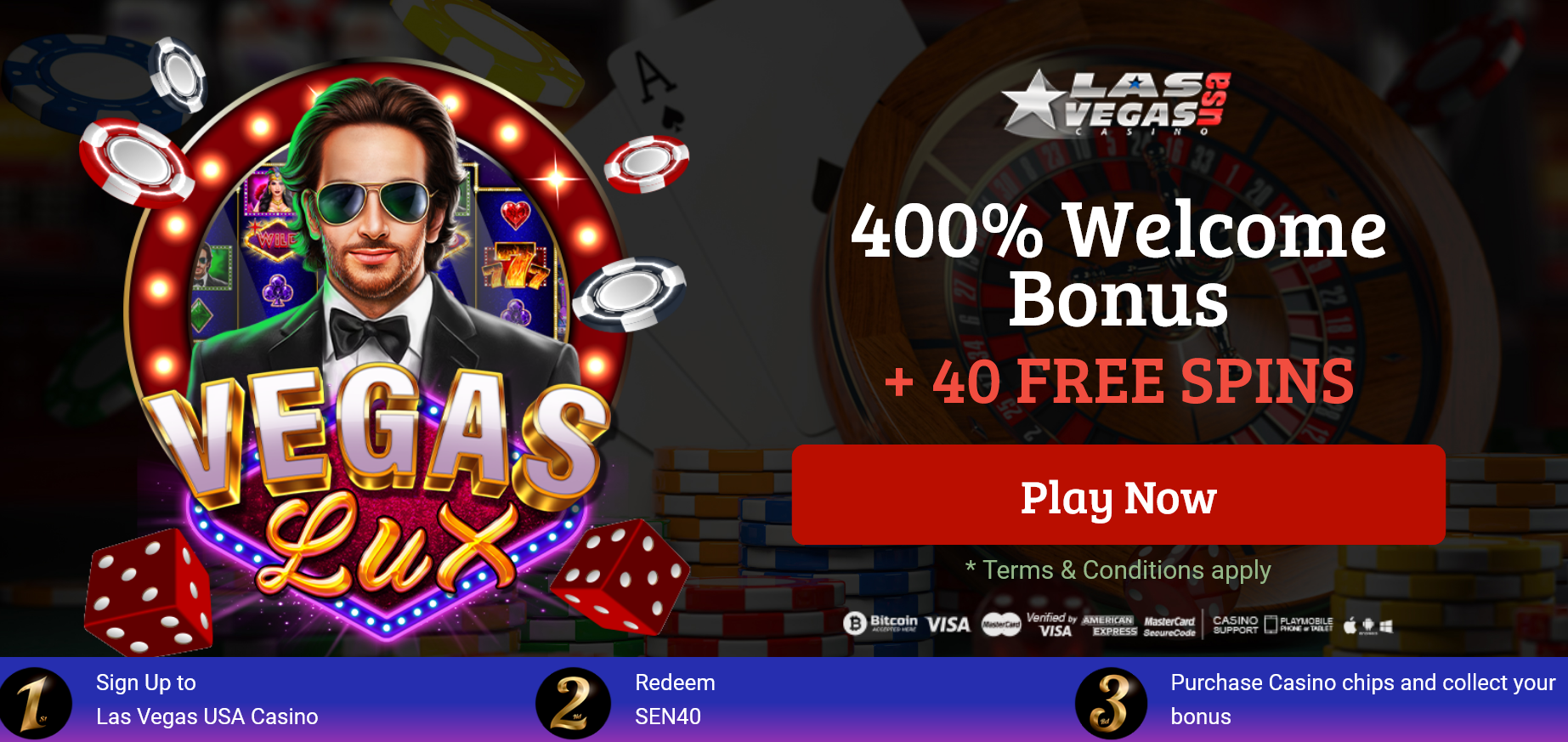 400% Welcome
                                Bonus + 40 FREE SPINS