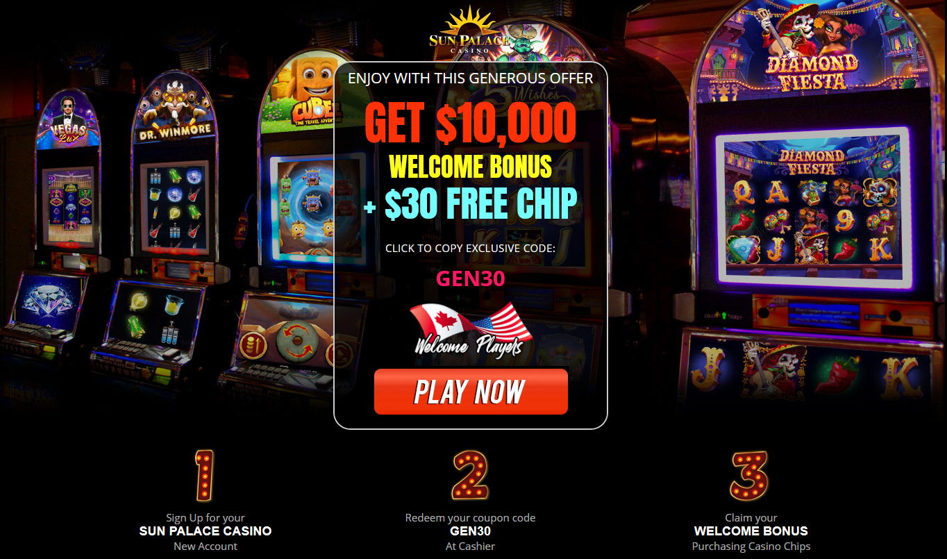 $10,000
WELCOME BONUS + $30 FREE CHIP $10,000 WELCOME BONUS + $30
FREE CHIP